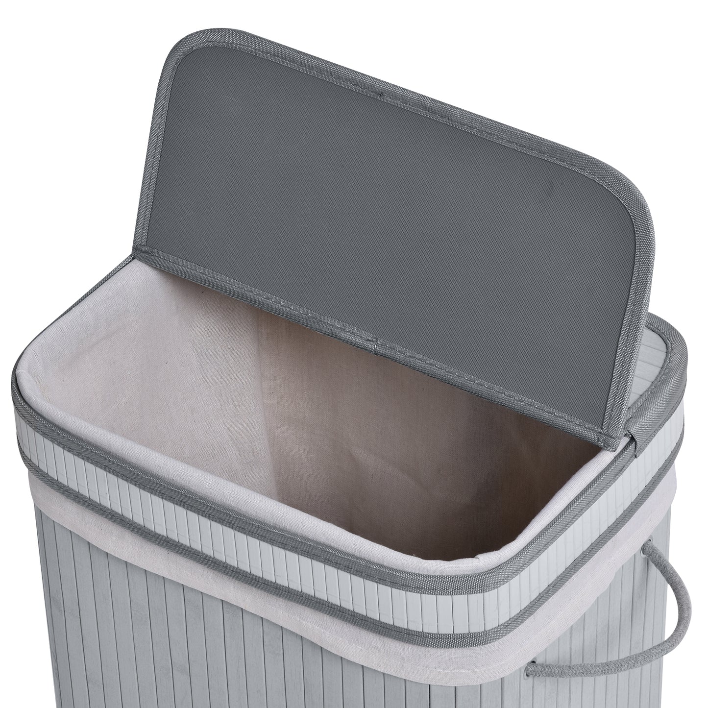 HOMCOM 70L Natural Wood Laundry Basket One Compartment w/Flip Lid Removable Lining Handles Board Base Foldable Water-Resistant Dirty Clothes Storage 