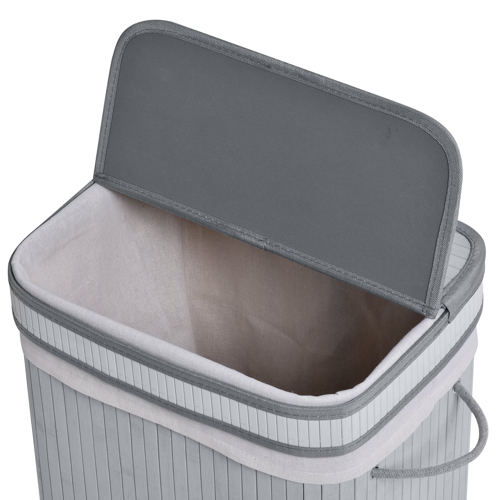 HOMCOM 70L Natural Wood Laundry Basket One Compartment w/Flip Lid Removable Lining Handles Board Base Foldable Water-Resistant Dirty Clothes Storage 