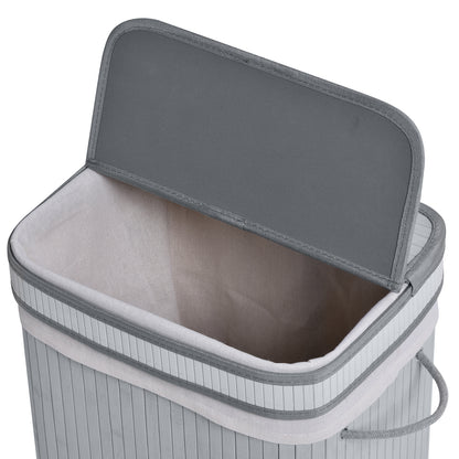 HOMCOM 70L Natural Wood Laundry Basket One Compartment w/Flip Lid Removable Lining Handles Board Base Foldable Water-Resistant Dirty Clothes Storage 