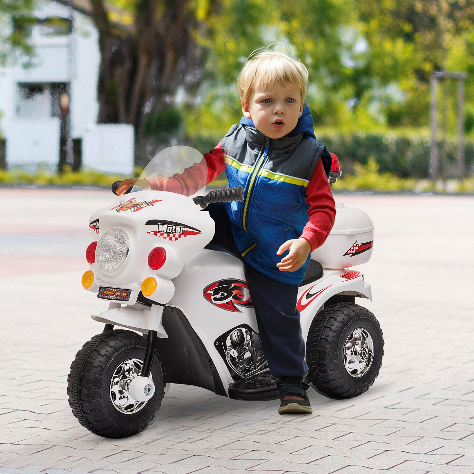 HOMCOM Toddlers Electric PP Motorcycle Ride On Trike White