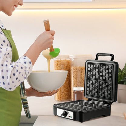 HOMCOM 4 Slice Waffle Maker Iron Machine with Deep Cooking Plate, Adjustable Temperature, Non-stick Coating and Cool Touch Handle, 1200W
