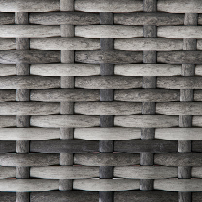 Outsunny 4-Seater PE Rattan Garden Furniture Wicker Dining Set with Glass Top Table, Cushions, Deep Grey