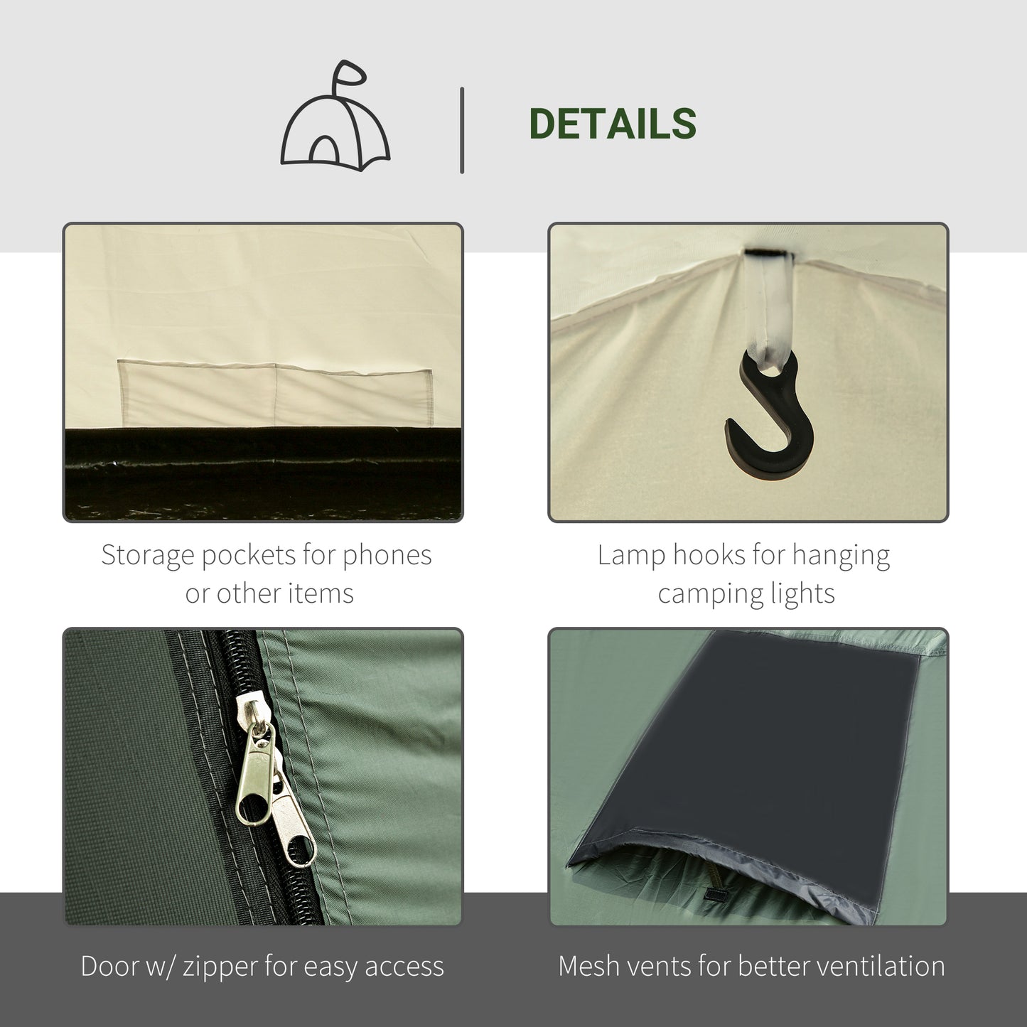 Outsunny 5 Man Camping Tent Camping Gazebo Garden Tent with Rainfly 3 Rooms Carry Bag
