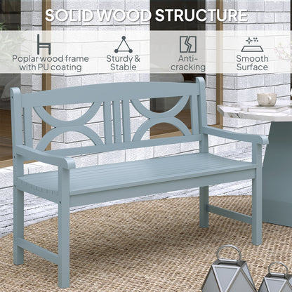 Outsunny 2-Seater Wooden Garden Bench Outdoor Patio Loveseat for Porch, Grey