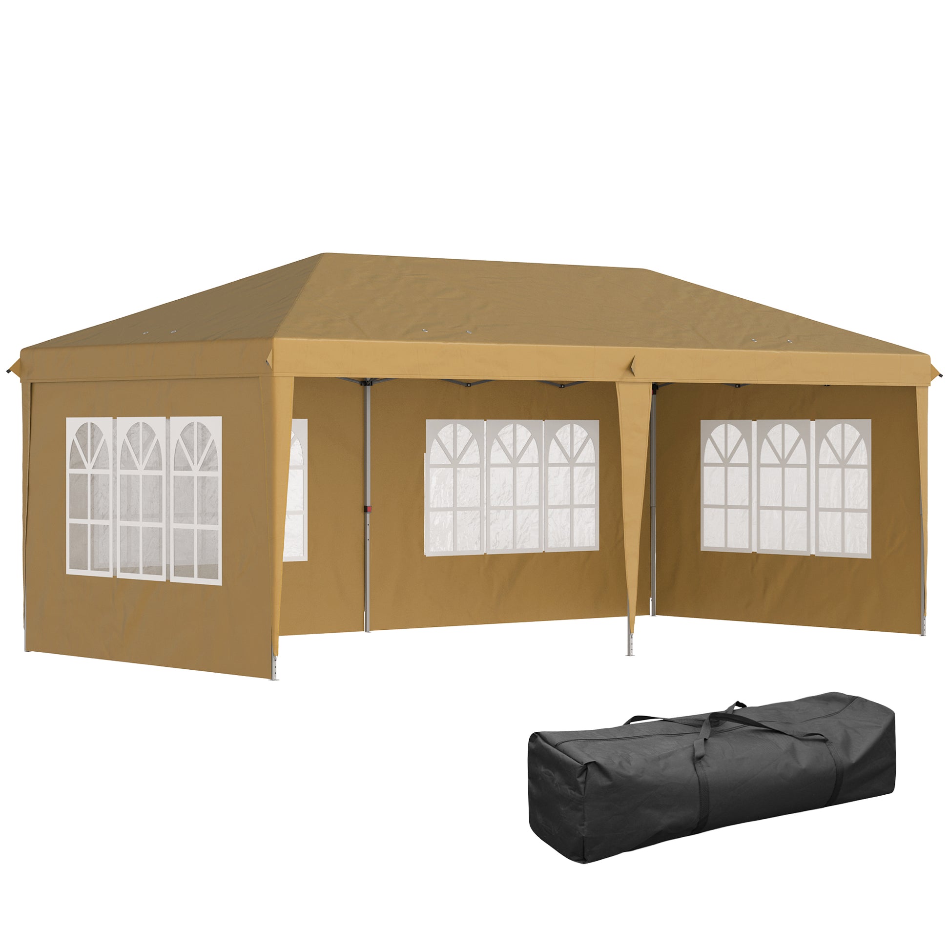Outsunny 3 x 6m Pop-Up Gazebo, with Removable Walls -  Khaki