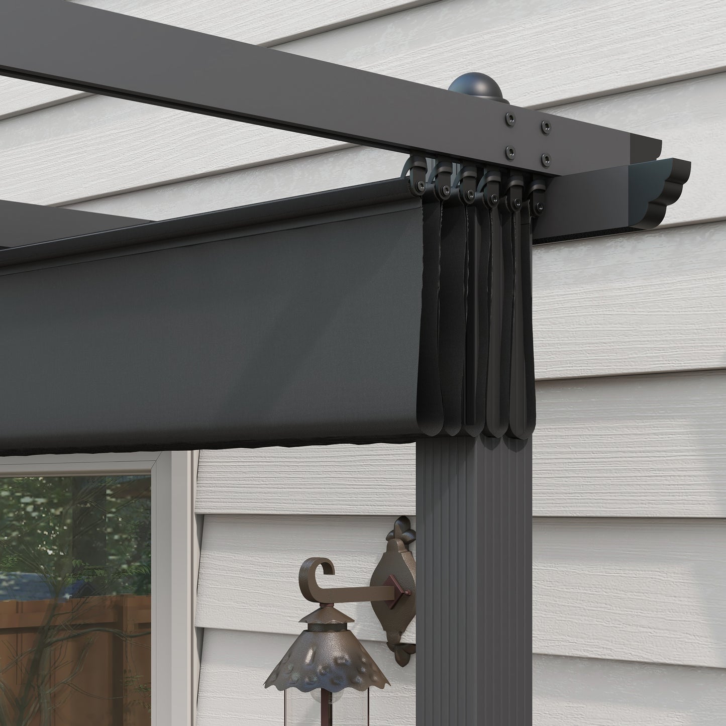 Outsunny 3 x 4m Aluminium Pergola, with Retractable Roof - Dark Grey