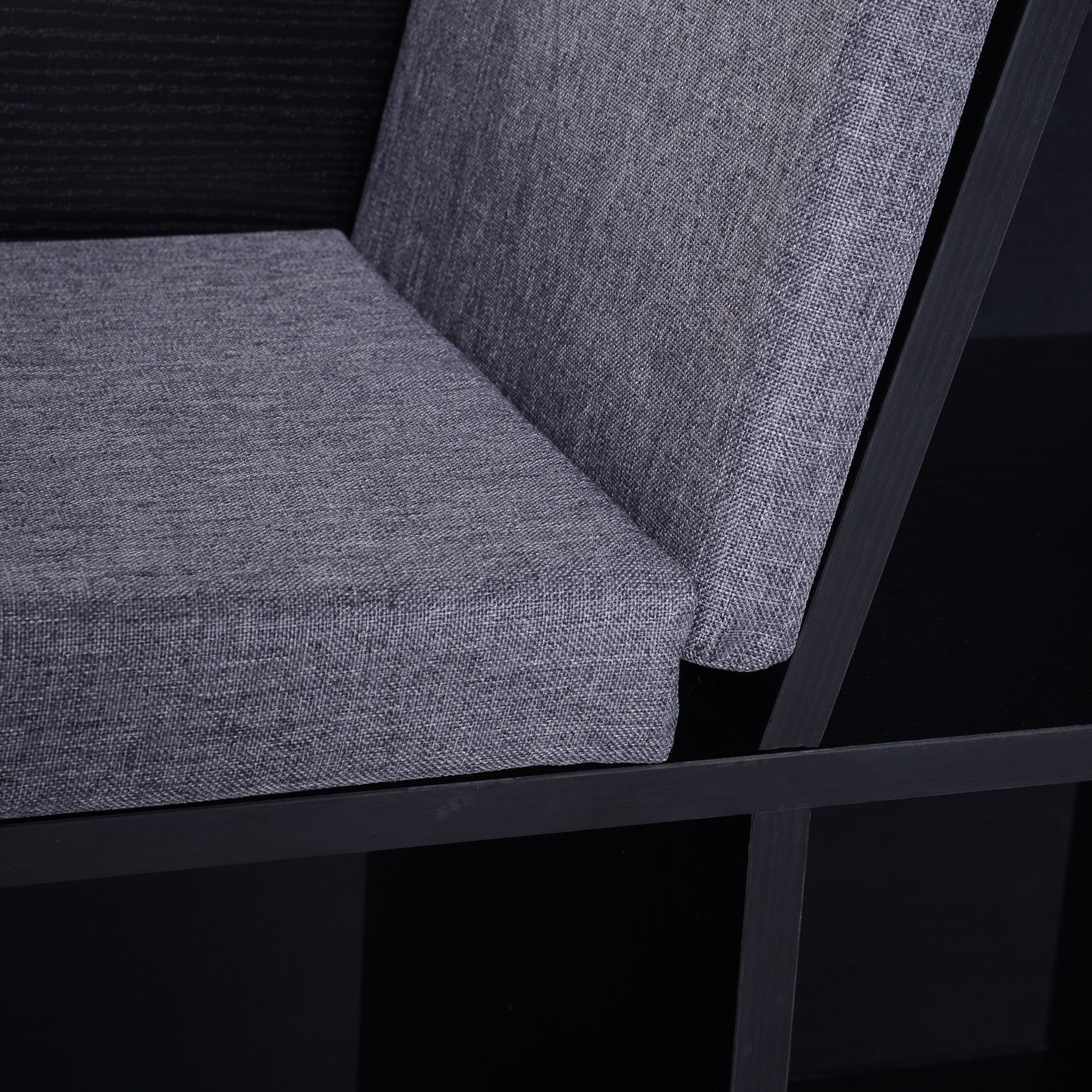 HOMCOM Bookcase Shelf Storage Seat with Cushion Sideboard Kids Children Reading Bedroom Living Room Organizer Black