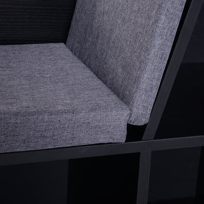 HOMCOM Bookcase Shelf Storage Seat with Cushion Sideboard Kids Children Reading Bedroom Living Room Organizer Black