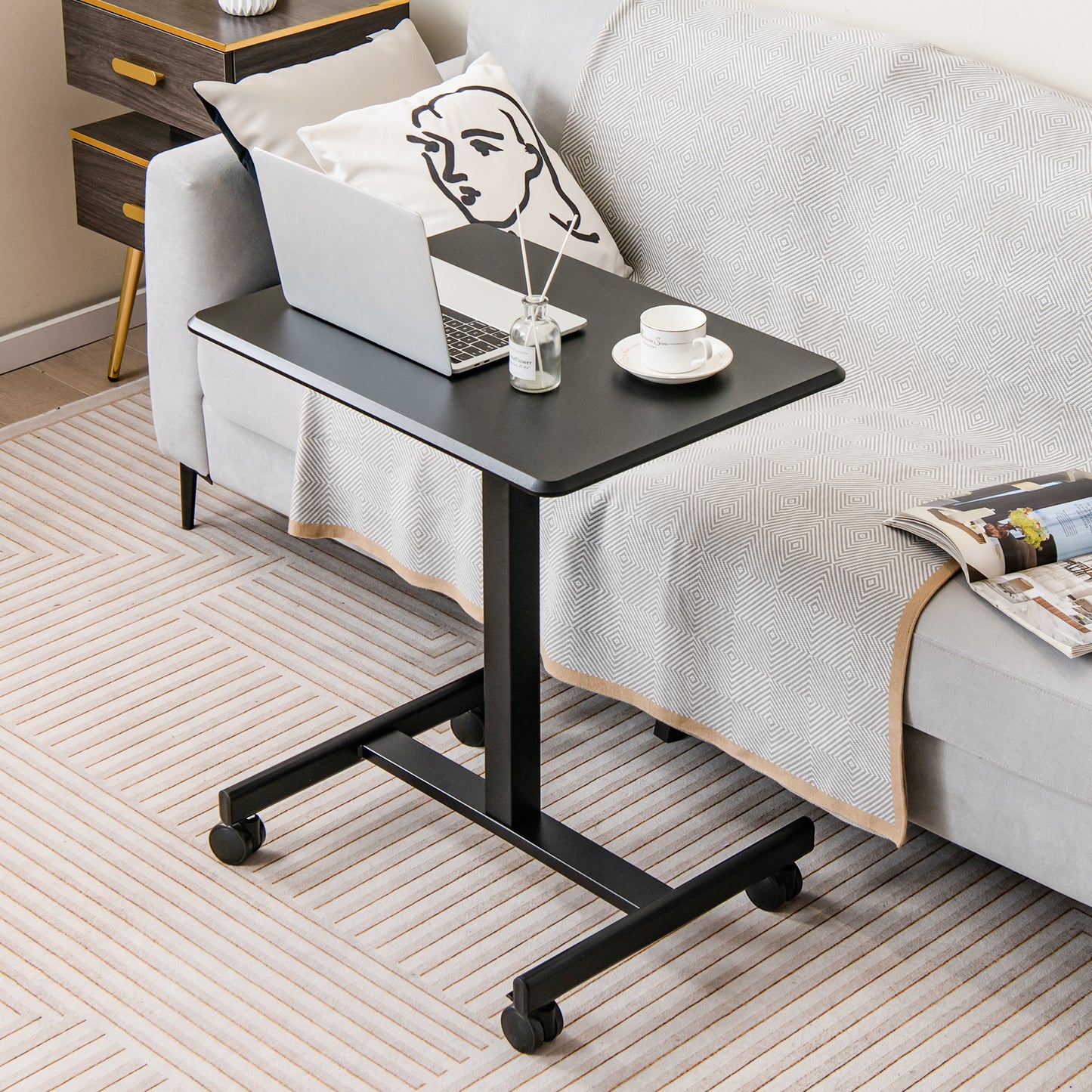 Height Adjustable Rolling Standing Desk-Black