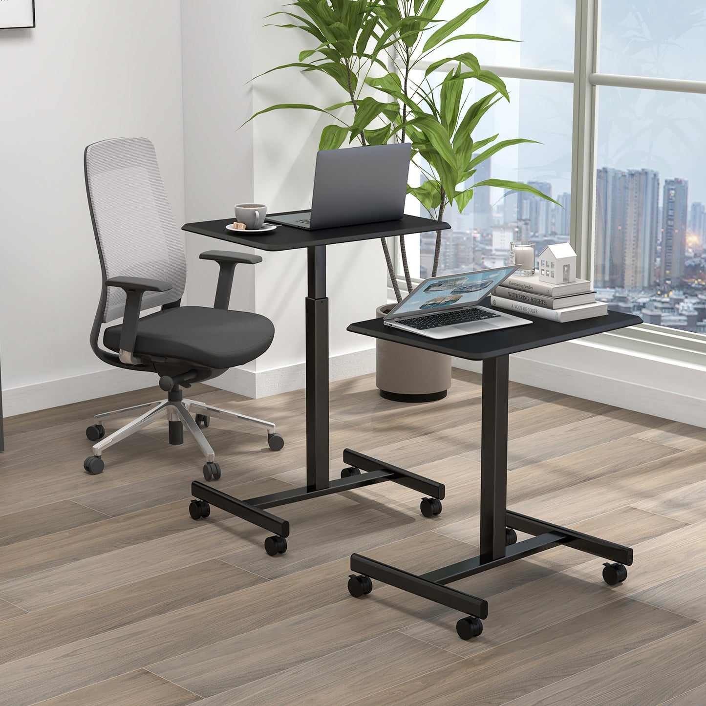 Height Adjustable Rolling Standing Desk-Black