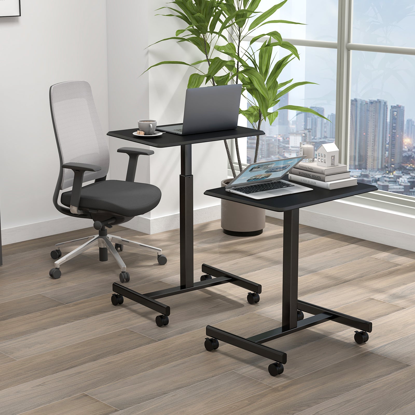 Height Adjustable Rolling Standing Desk-Black
