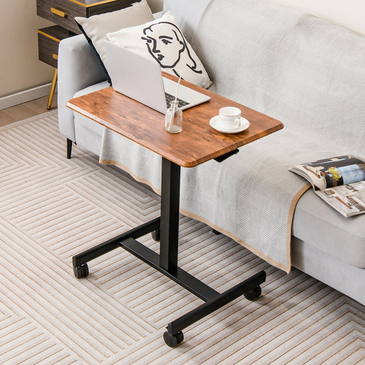 Height Adjustable Rolling Standing Desk-Rustic Brown