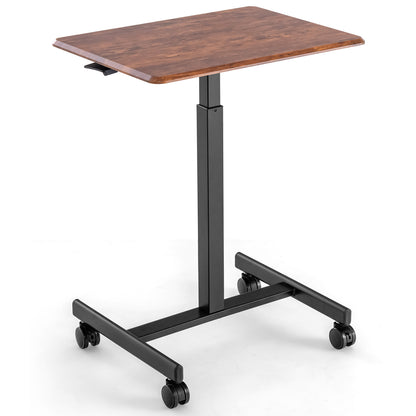 Height Adjustable Rolling Standing Desk-Rustic Brown