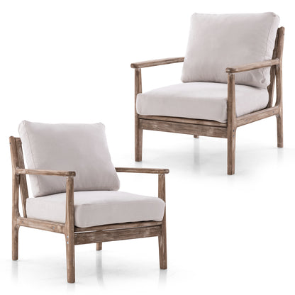 Modern Accent Chair Wooden Armchair with Solid Rubber Wood Armrests