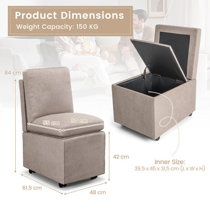 Modern Single Sofa Armless Accent Chair with Storage-Grey