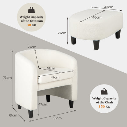 Modern Barrel Chair with Ottoman for Living Room Bedroom Office-Beige