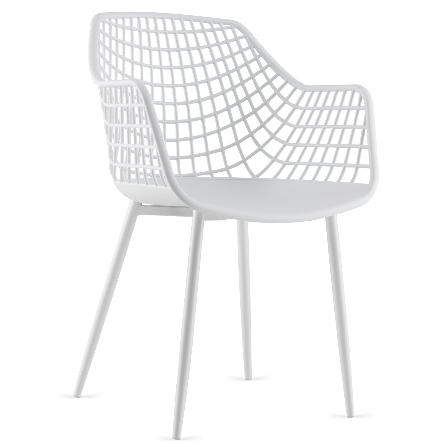 Modern Dining Chair Set of 4 with Airy Hollow Backrest-White