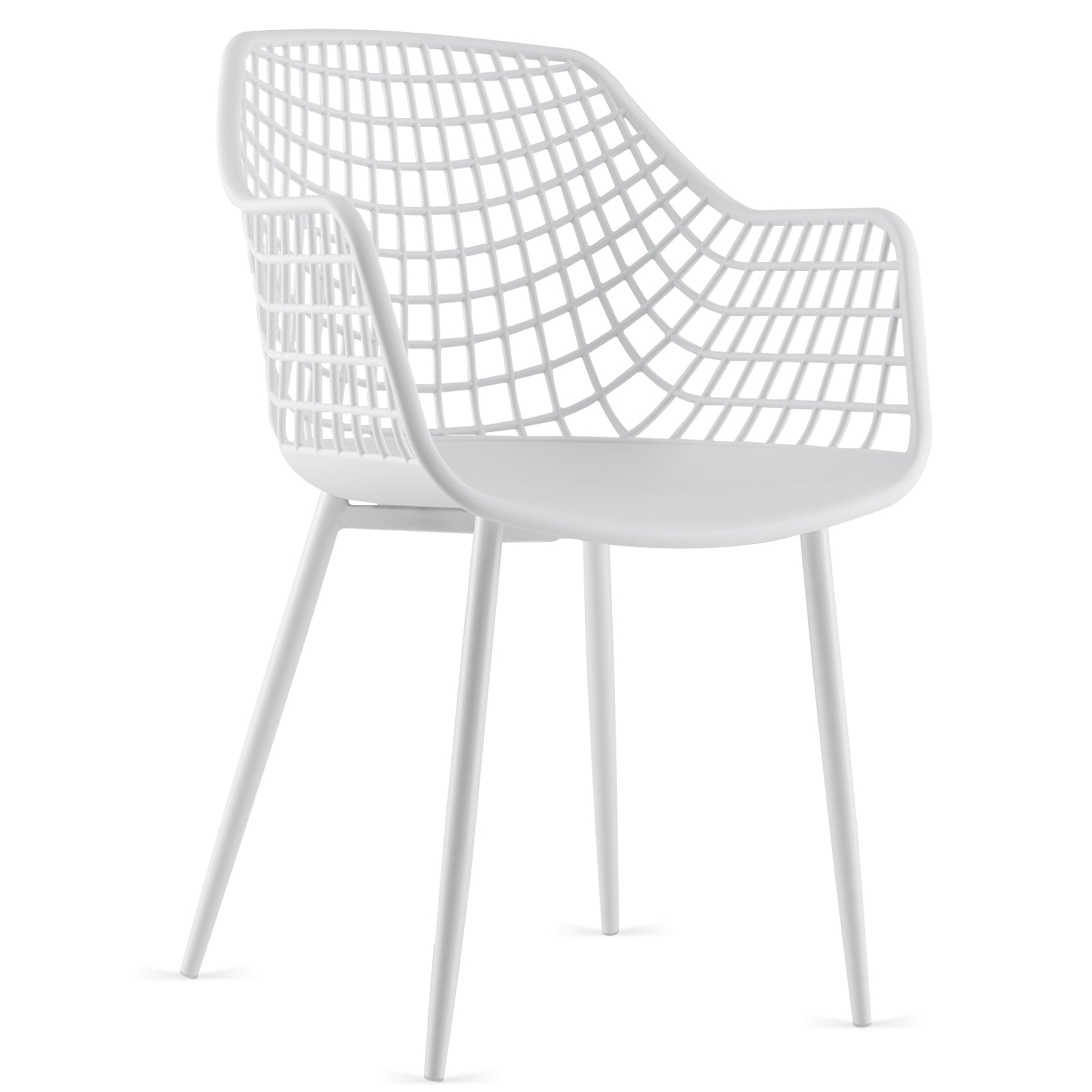 Modern Dining Chair Set of 4 with Airy Hollow Backrest-White