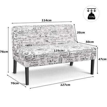 Modern Fabric Upholstered 2 Seater Sofa-Multicolor