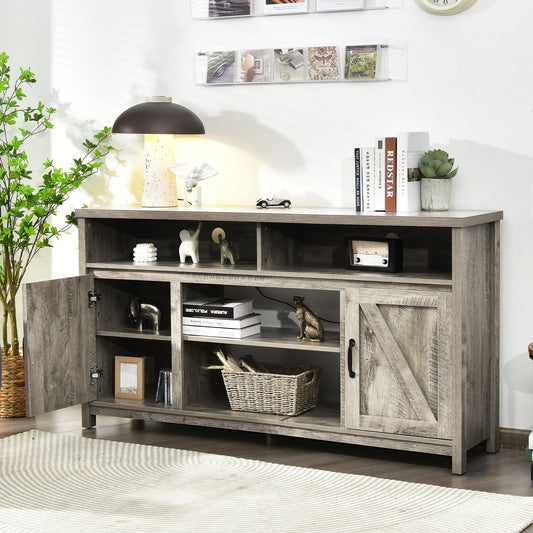 Modern Farmhouse TV Cabinet with Barn Doors for TVs Up to 65 Inches-Natural