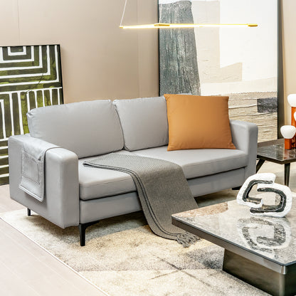 Modern 2-Seat Modern Sofa Couch with Detachable Remote Control Holder-Light Grey