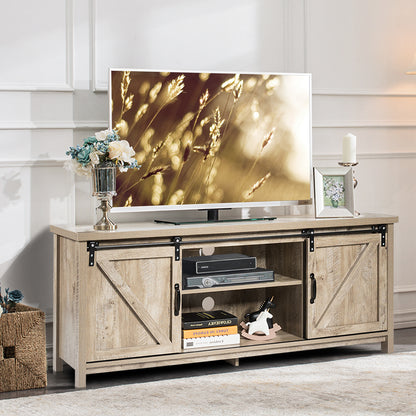 Modern TV Cabinet for 60-Inch TV Wooden Media Storage Shelves-Grey