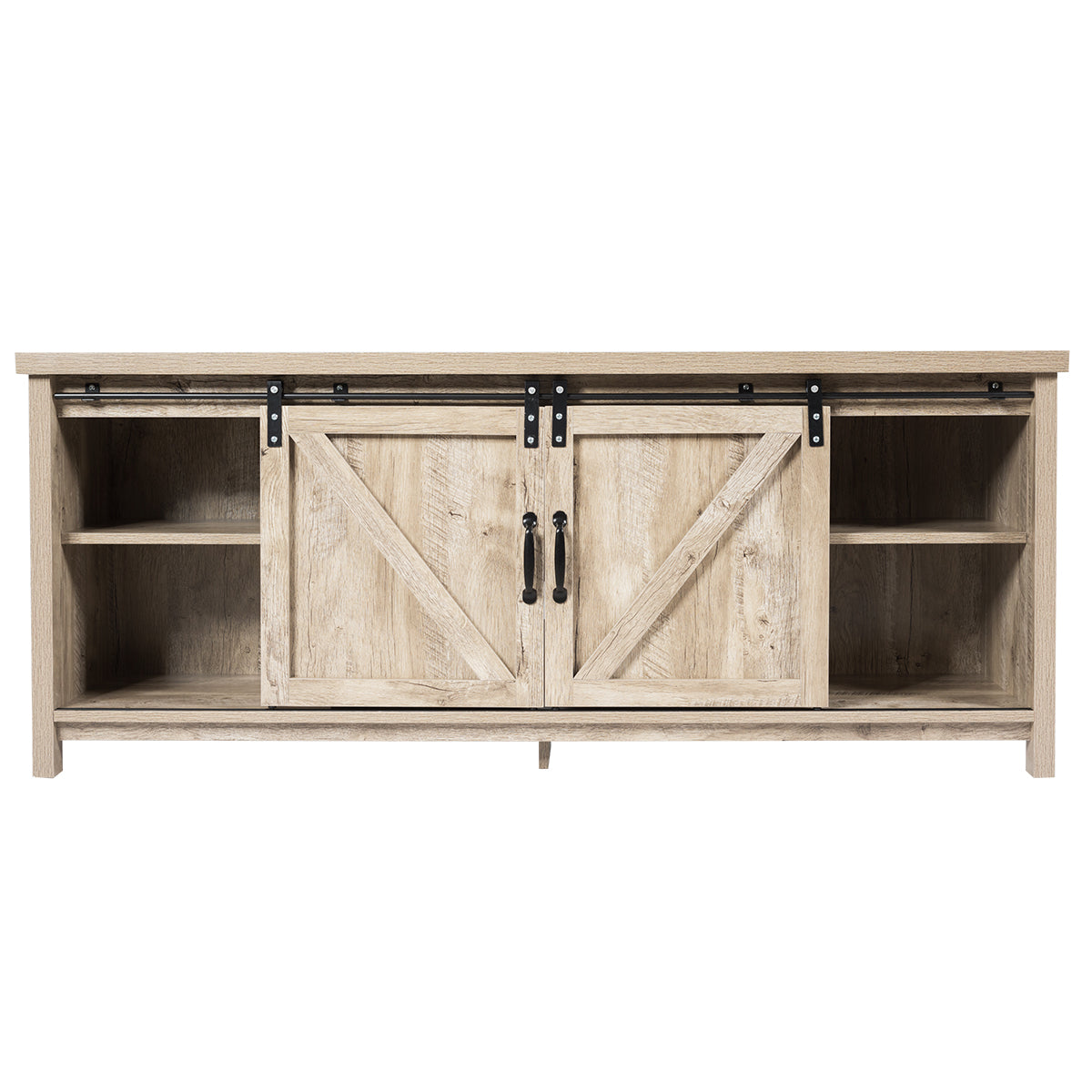 Modern TV Cabinet for 60-Inch TV Wooden Media Storage Shelves-Grey