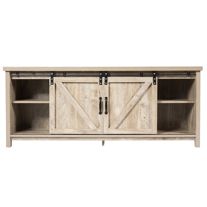 Modern TV Cabinet for 60-Inch TV Wooden Media Storage Shelves-Grey