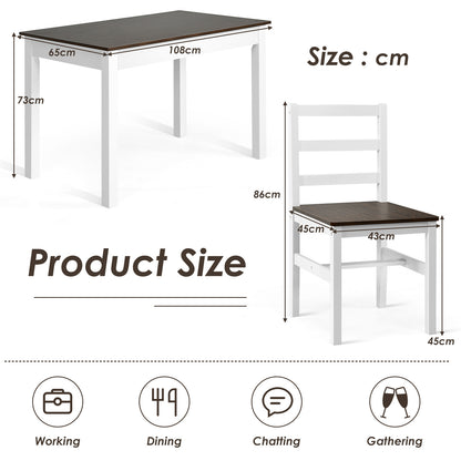 Modern Table and Chairs Set with Solid Pine Wood Legs for Dining Room