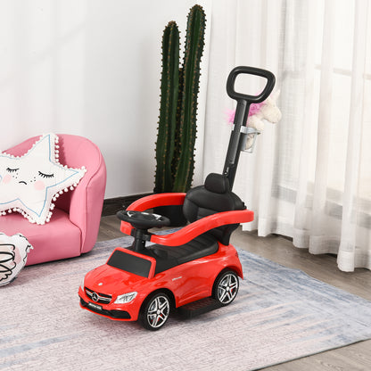 HOMCOM Baby Push Along Car Toddlers Ride On Car Stroller Licensed PP Mercedes-Benz for Ages 12-36 Months, Red