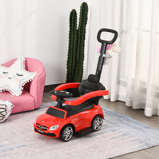 HOMCOM Baby Push Along Car Toddlers Ride On Car Stroller Licensed PP Mercedes-Benz for Ages 12-36 Months, Red