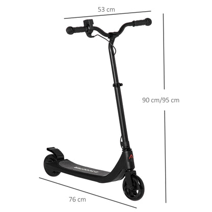 HOMCOM Electric Scooter, 120W Motor E-Scooter w/ Battery Display, Adjustable Height, Rear Brake for Ages 6+ Years - Black