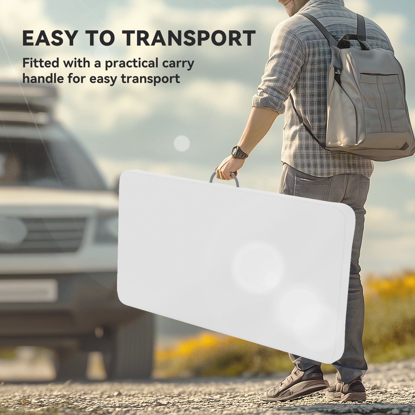 Outsunny Three-Piece Folding Picnic Table and Bench Set - Light Grey