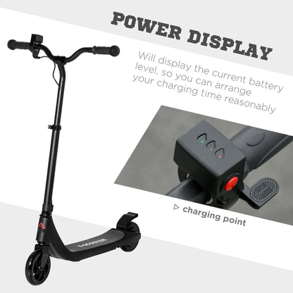 HOMCOM Electric Scooter, 120W Motor E-Scooter w/ Battery Display, Adjustable Height, Rear Brake for Ages 6+ Years - Black