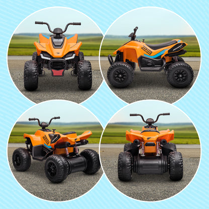 HOMCOM Mclaren Licensed 12V Quad Bike with Slow Start, Music, Headlights, MP3 Slot, Suspension Wheels, for 3-8 Years - Orange
