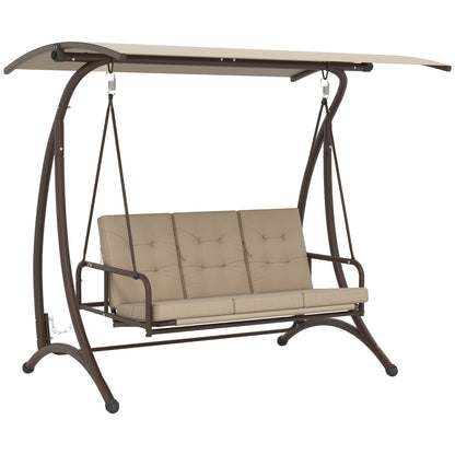 Outsunny Convertible Three-Seater Swing Bed - Khaki