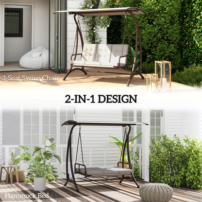 Outsunny Convertible Three-Seater Swing Bed - Grey