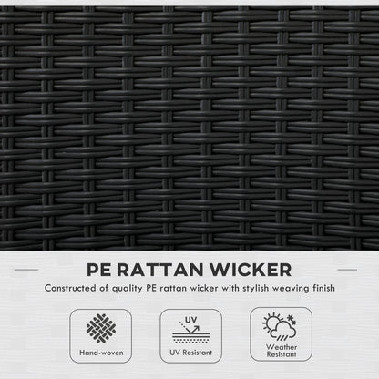 Outsunny Set of Four Armless Rattan Garden Chairs - Black