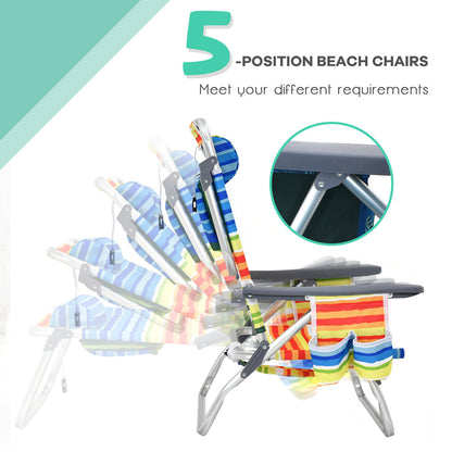 2 Packs 5-Position Outdoor Folding Backpack Beach Table and  Reclining Chair Set-Yellow