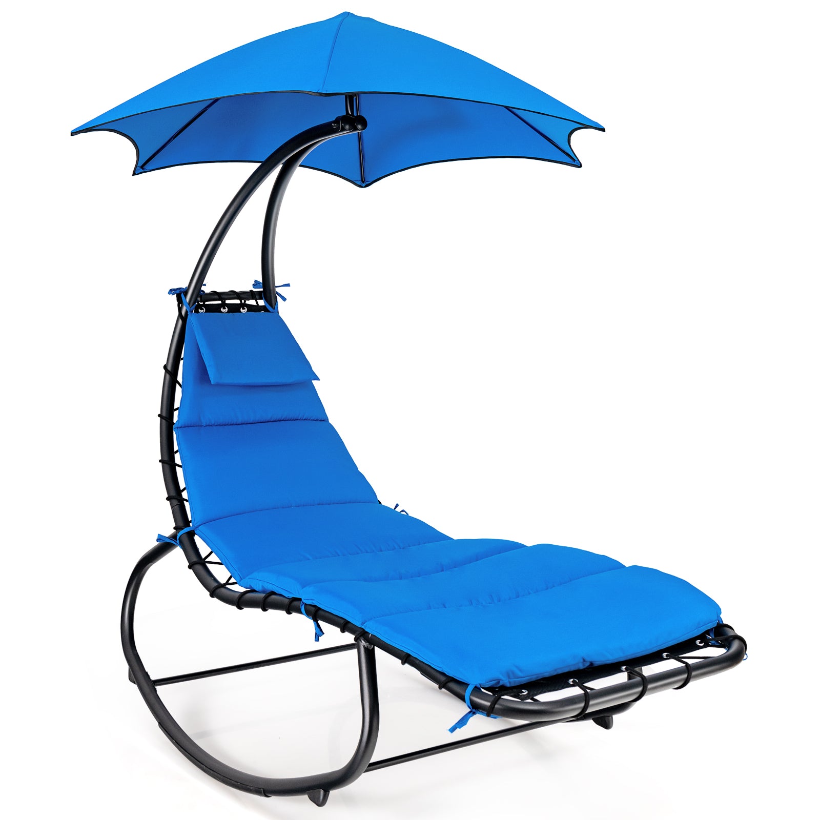 Outdoor Rocking Hammock Lounger Chair with Waterproof Canopy-Navy ...