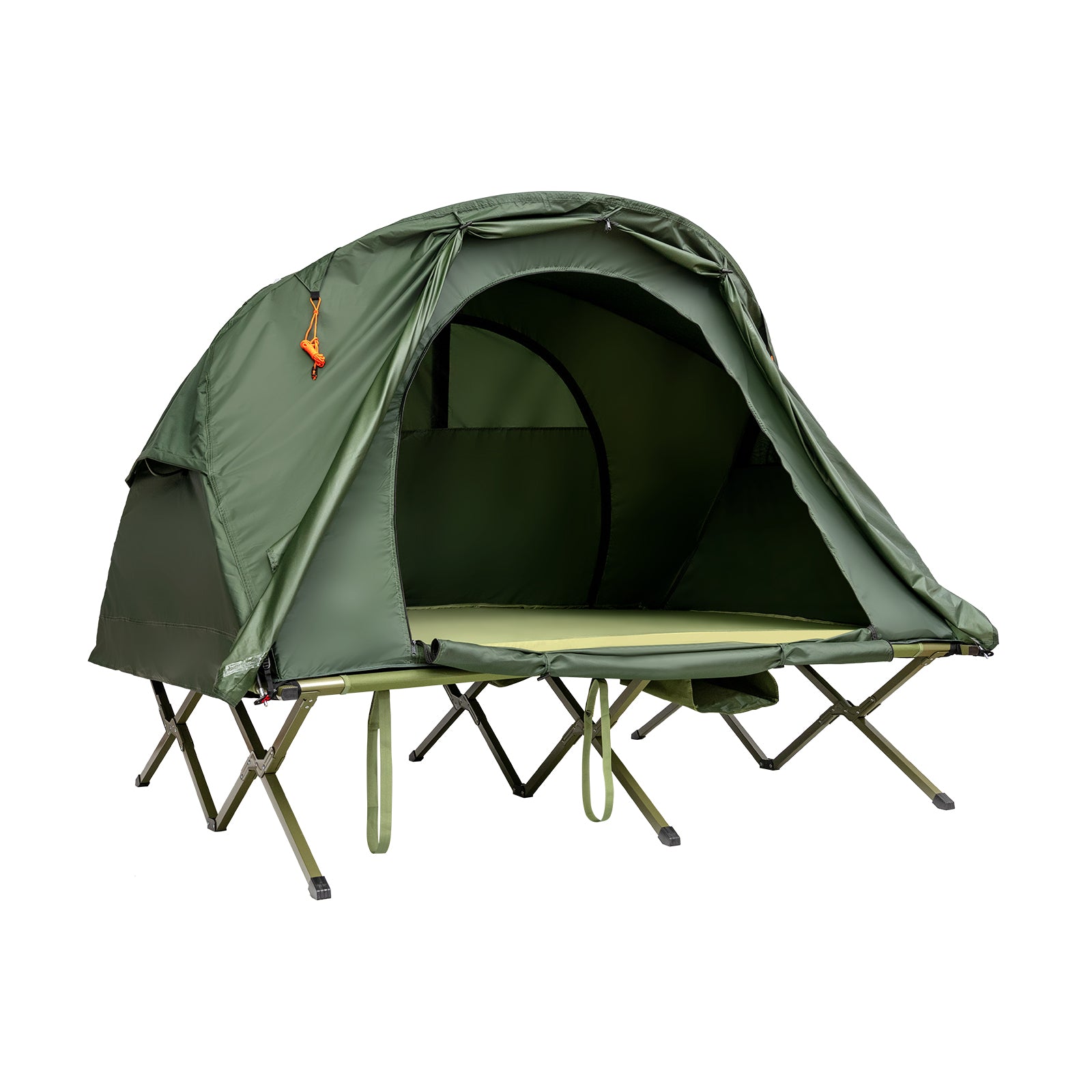 2 Person Foldable Camping Tent with Self-Inflating Mattress and Cover-Green