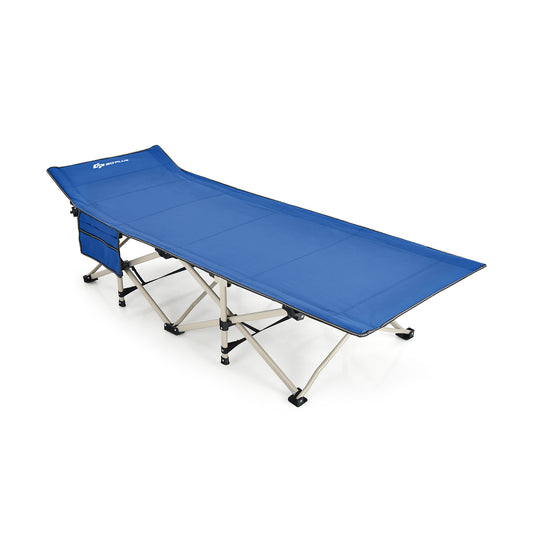 Portable Oversized Folding Camping Bed with Carry Bag fireplace for Travel-Blue