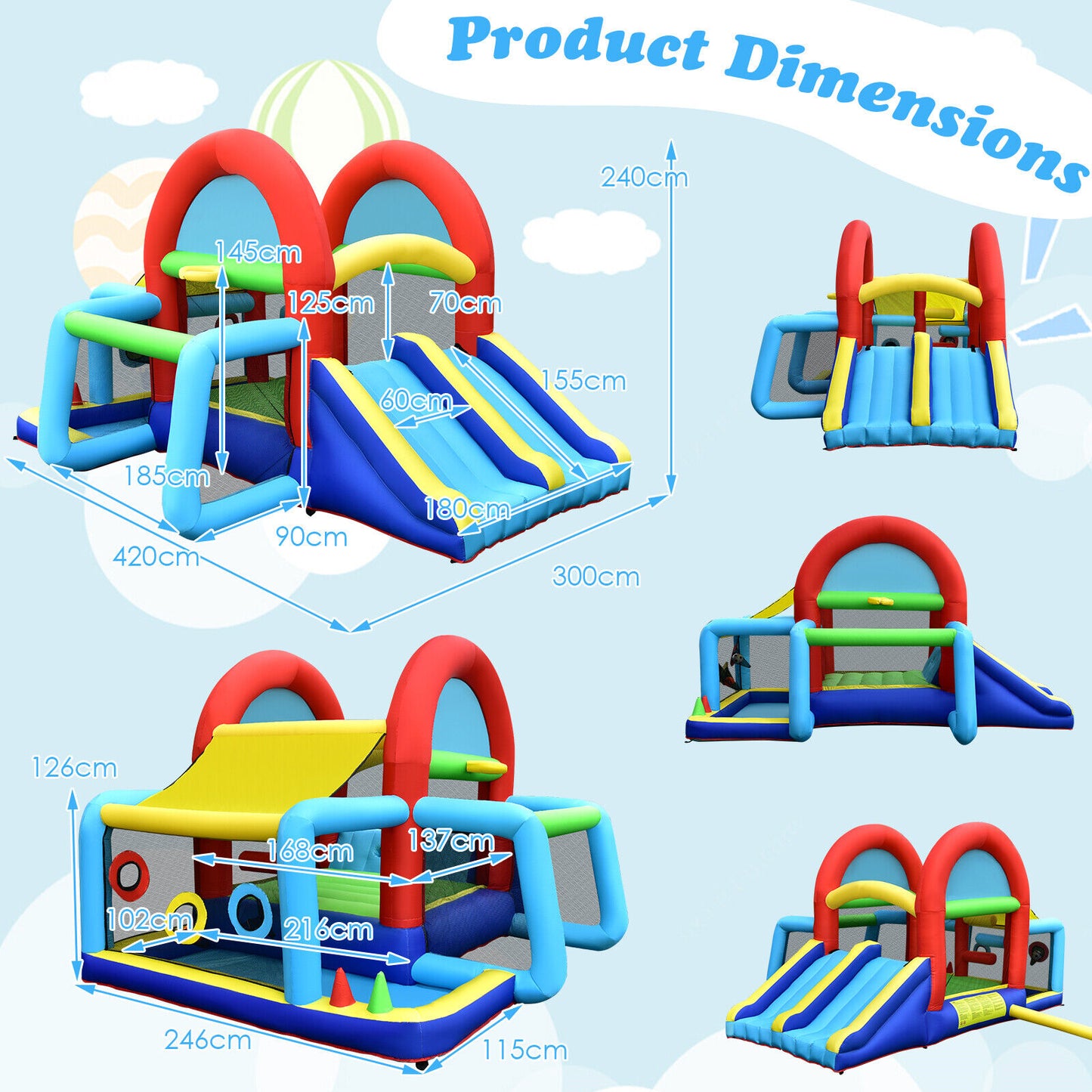 Inflatable Bounce House with Dual Slides and Jumping Area