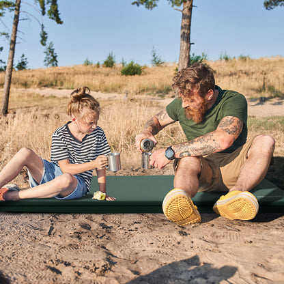 Self Inflating Waterproof Camping Mat with Built-in Valve and Carry Bag-Green