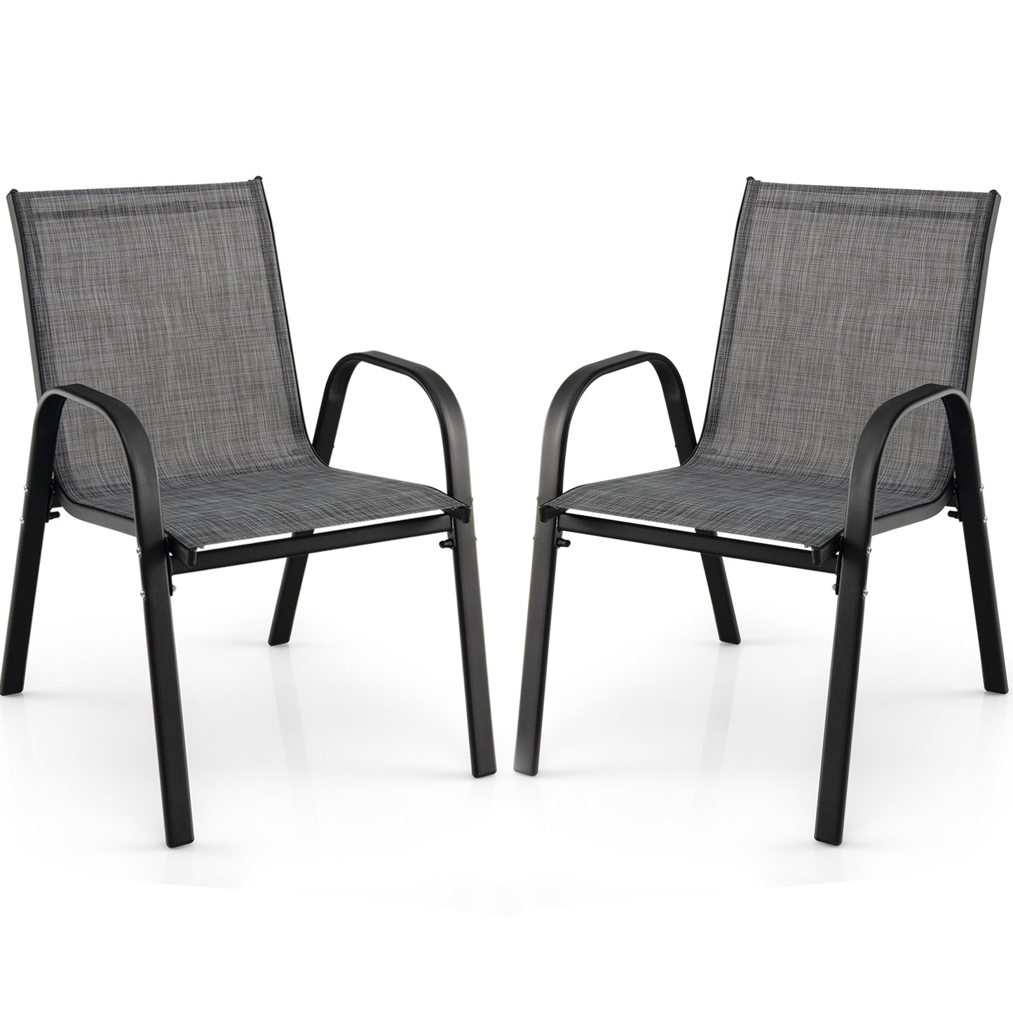 Set of 2 Stackable Dining Chairs with Weather-resistant Fabric