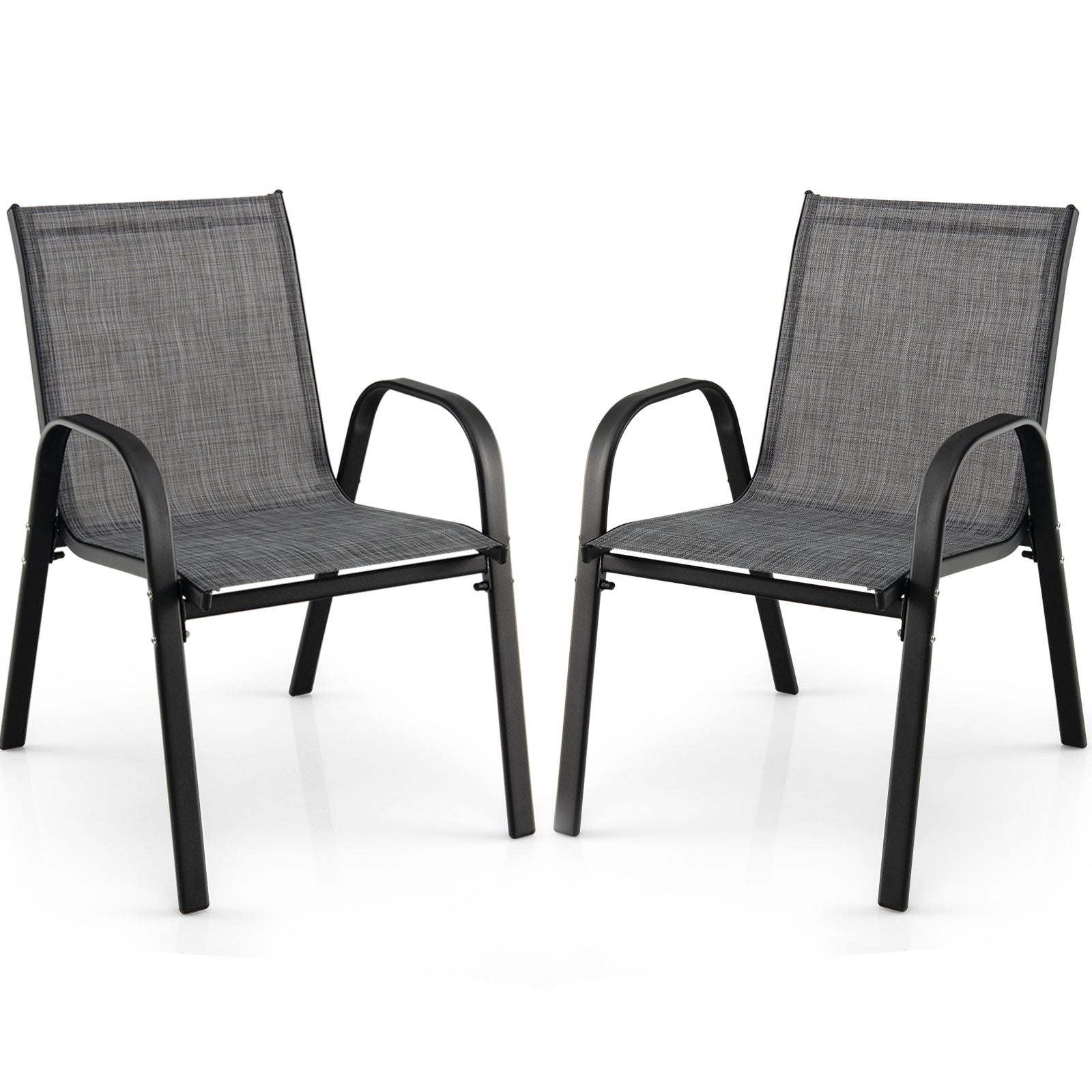 Set of 2 Stackable Dining Chairs with Weather-resistant Fabric