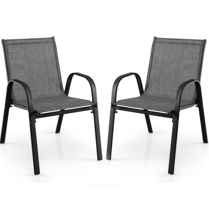 Set of 2 Stackable Dining Chairs with Weather-resistant Fabric