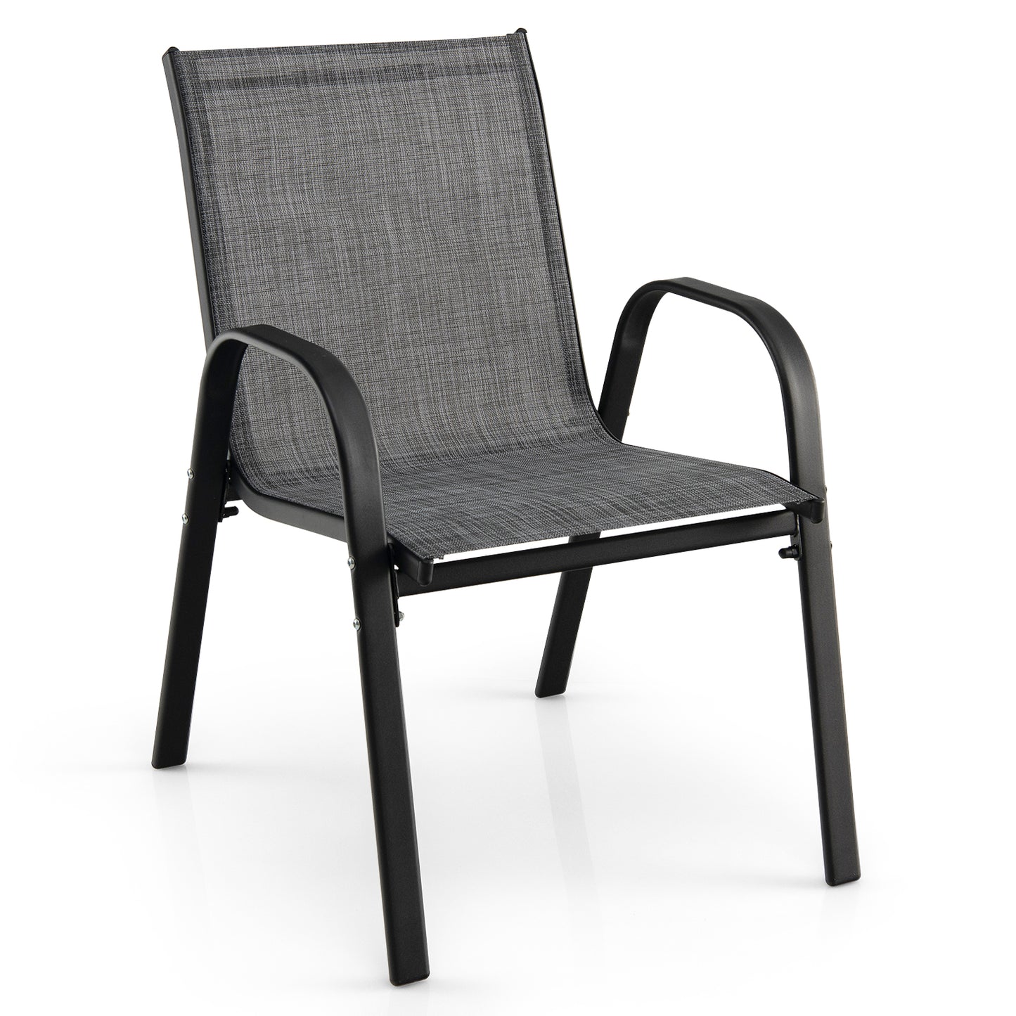 Set of 2 Stackable Dining Chairs with Weather-resistant Fabric