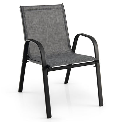 Set of 2 Stackable Dining Chairs with Weather-resistant Fabric