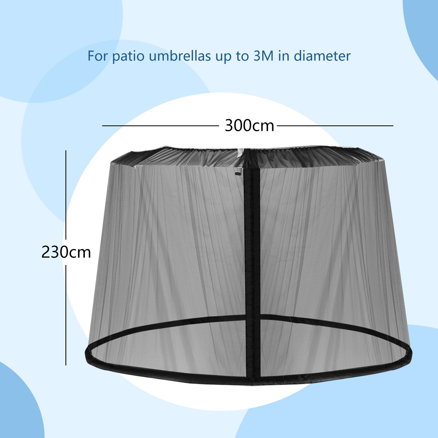 Patio Umbrella Mosquito Netting with Zippered Doors and Fillable Base-Black